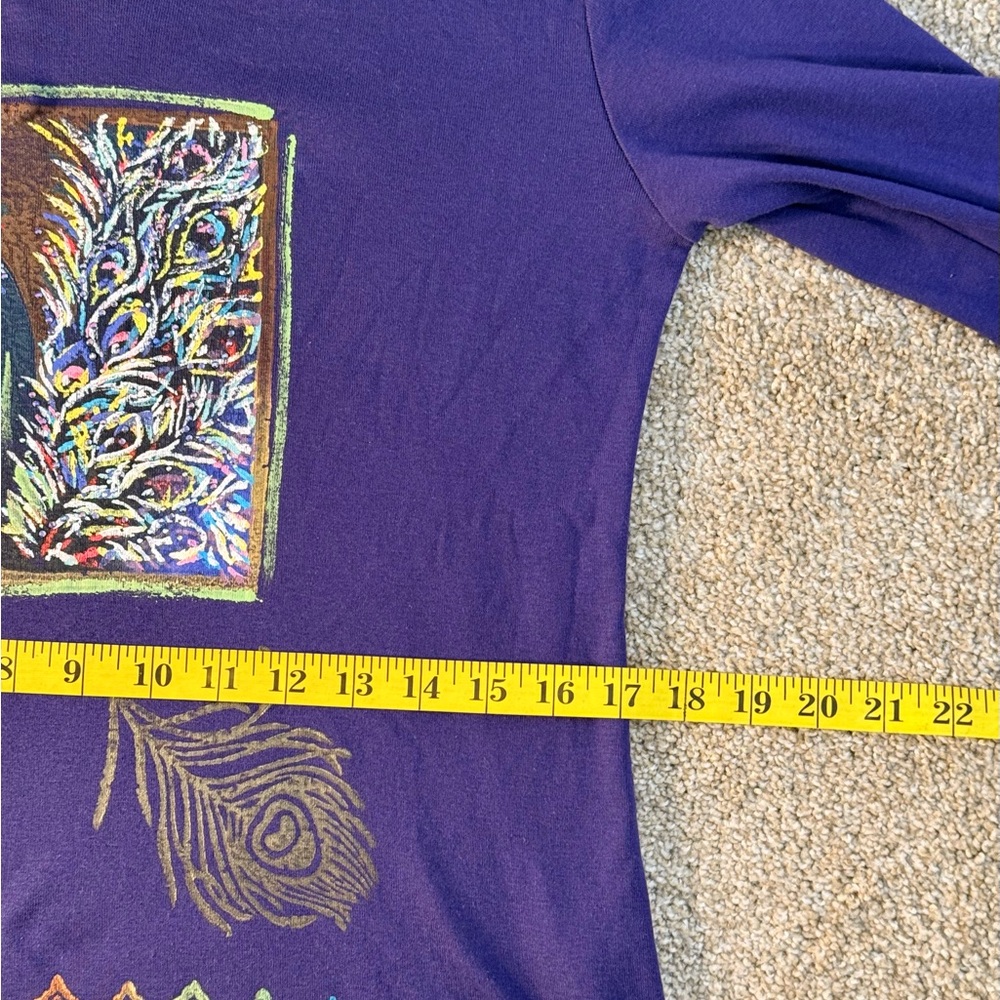 Women's Purple Peacock Graphic Long Sleeve Top - Picture 6 of 16